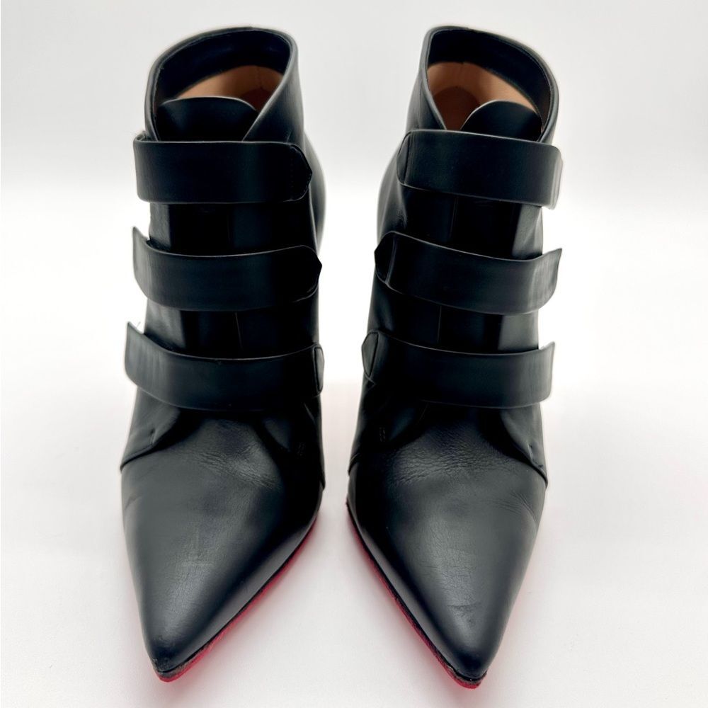 Christian Louboutin Black Leather Triniboot Stiletto Booties High Heels EU37.5 - Picture 2 of 12